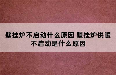 壁挂炉不启动什么原因 壁挂炉供暖不启动是什么原因